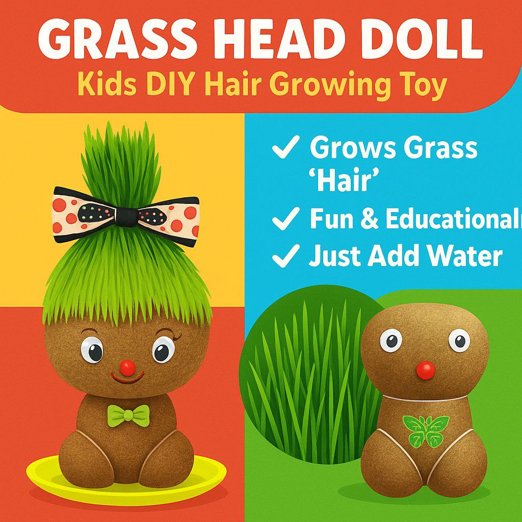 Grass Head Doll  Kids DIY Hair Growing Toy